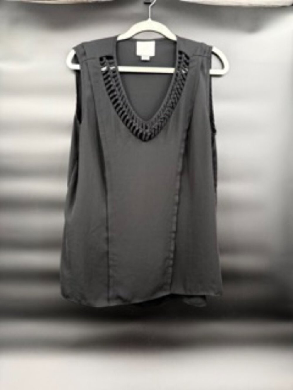 Maeve Tunic Top Black Size Medium Sleeveless Lagenlook Layering V-Neck